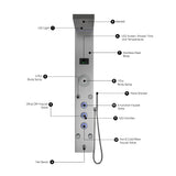 55 In. 5 - Jet Stainless Steel Shower Panel System With Fixed LED Rainfall Shower Head, LED Temperature Display & Handheld Shower, Self - Cleaning & Jet Massage Feature - BUILDMYPLACE