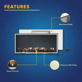 55.1 in. X 25.6 in. Backlit/Frontlit LED Lighted Bathroom Vanity Mirror with Pivoting Side Mirrors, Thin Plexiglass Edge, Anti Fog, Adjustable 3 - Color Temperature & Remembrance, Makeup Mirror, Touch Button, CRI 90+, Titan Style - BUILDMYPLACE