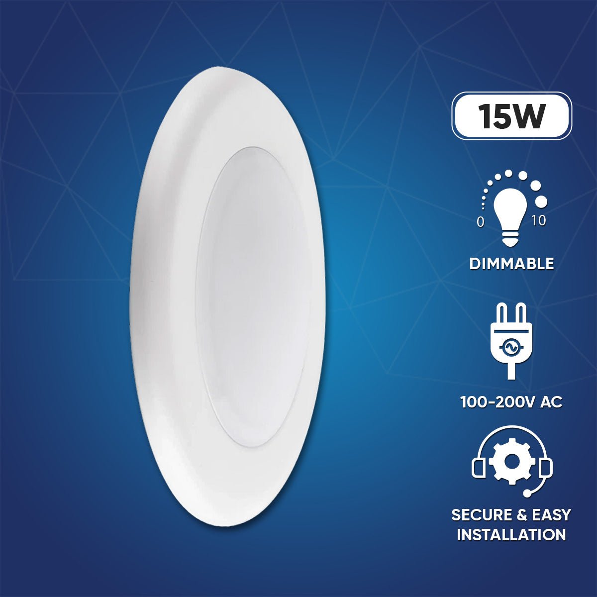 5"/6" LED Recessed Lighting, 15W, Triac Dimming, Round Surface Mount Disk Light, ETL & Energy Star Listed - For Family Rooms, Kitchens, Hallways, and Basements - BUILDMYPLACE