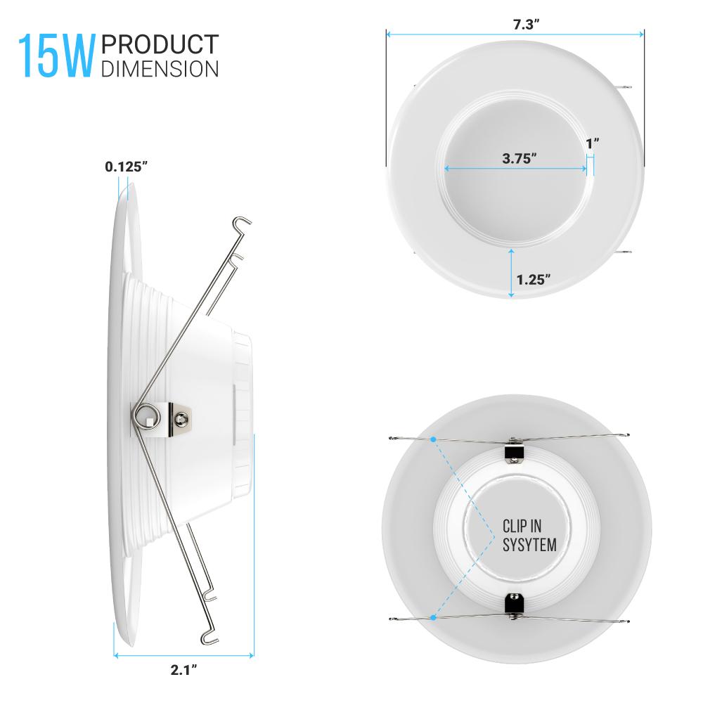 5"/6" Recessed LED Downlight, 15W, 1100LM, Baffle - trim, Dimmable, Energy Star & ETL, Easy Retrofit Installation, LED Can Lights - BUILDMYPLACE