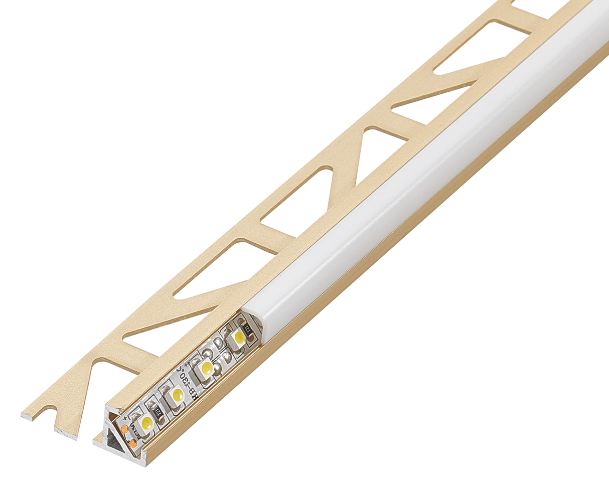 SQUARELINE LED Basic Edging Profile 11/32 in - Champagne - Aluminum - Tile Edge Trim - by Dural