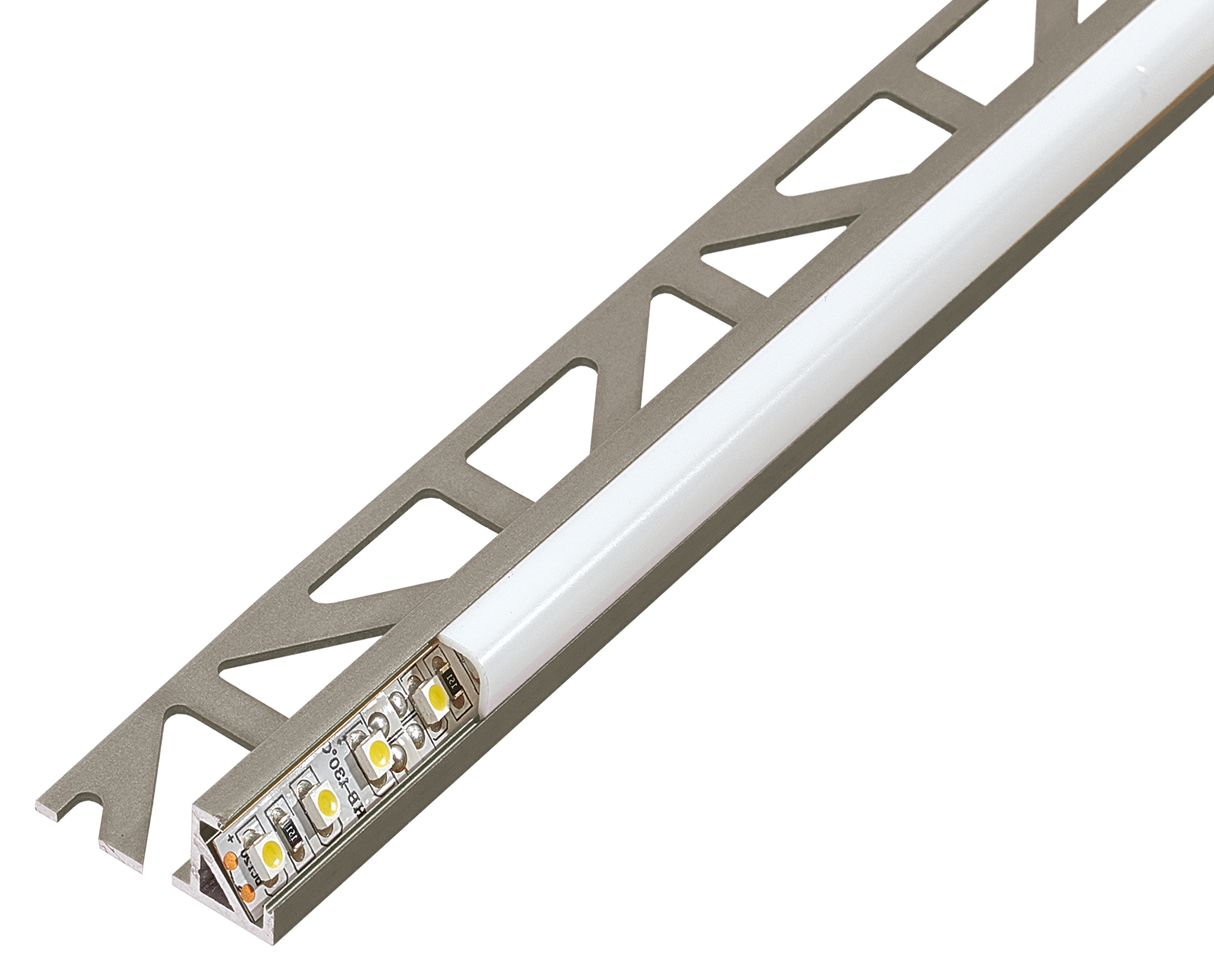 SQUARELINE LED Basic Edging Profile 7/16 in - Nickel - Aluminum - Tile Edge Trim - by Dural