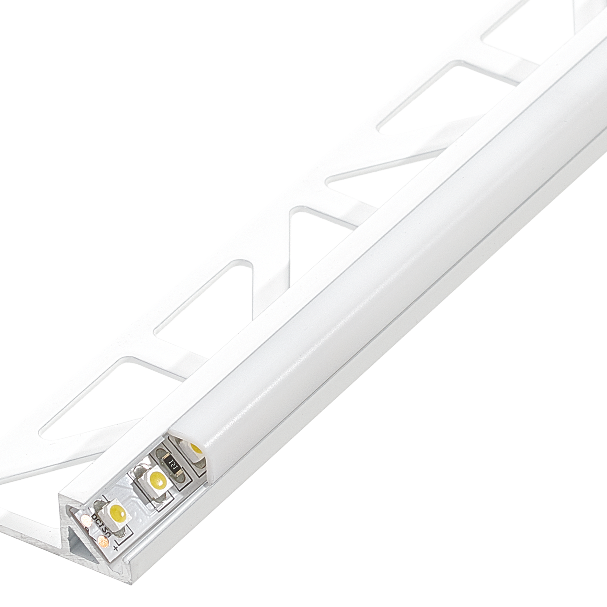 SQUARELINE LED Basic Edging Profile 11/32 in - White - Aluminum - Tile Edge Trim - by Dural