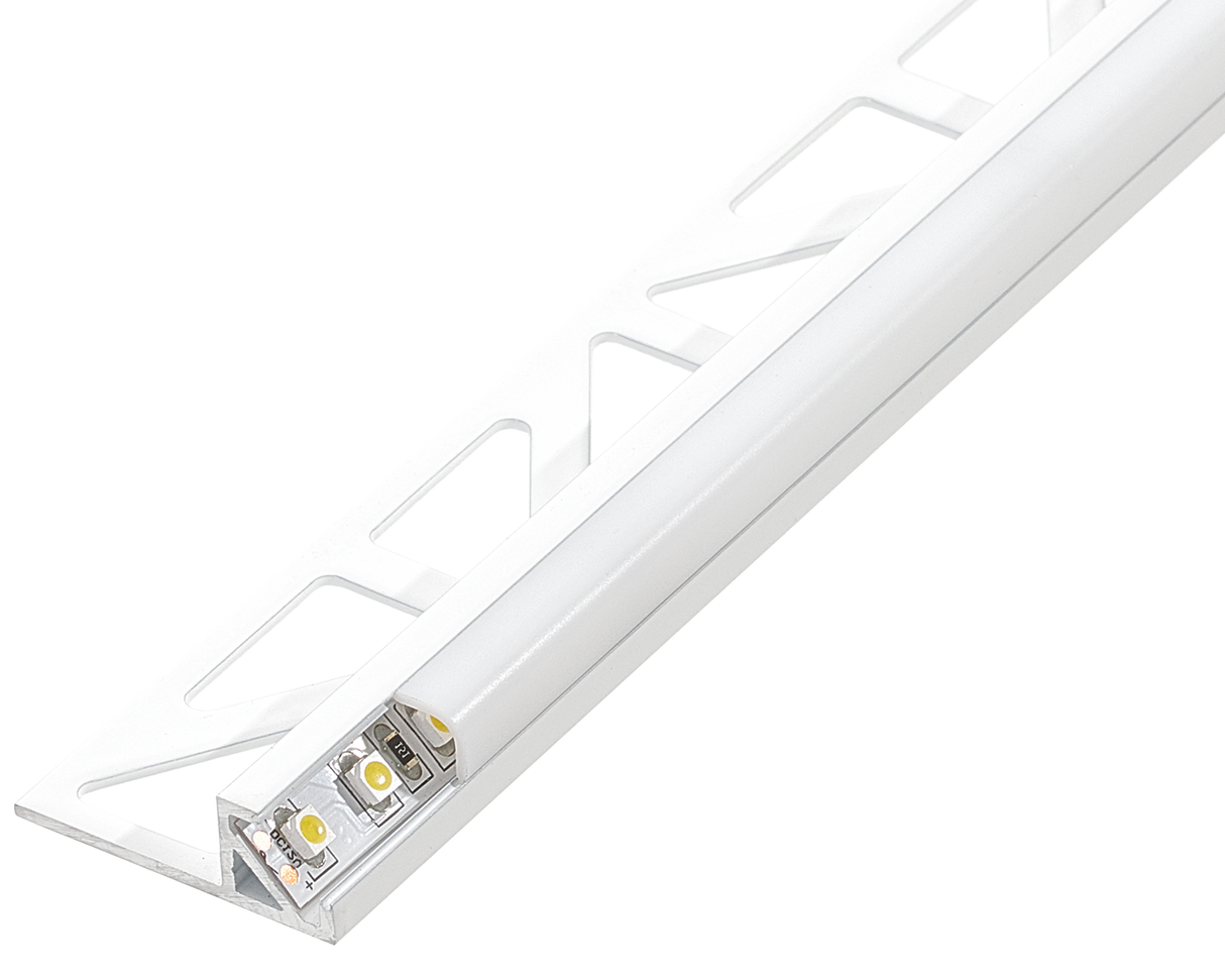 SQUARELINE LED Basic Edging Profile 11/32 in - White - Aluminum - Tile Edge Trim - by Dural