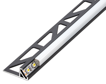SQUARELINE LED Basic Edging Profile 11/32 in - Matte Black - Aluminum - Tile Edge Trim - by Dural