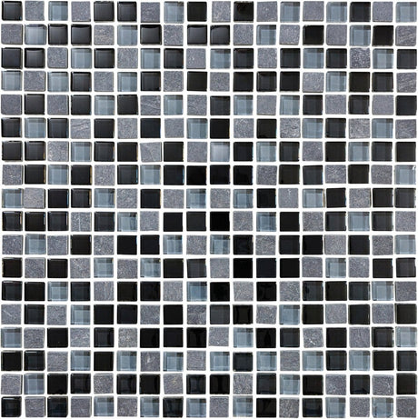 5/8 X 5/8 In Glass Slate Bliss Blend Black Timber Mosaic - BUILDMYPLACE