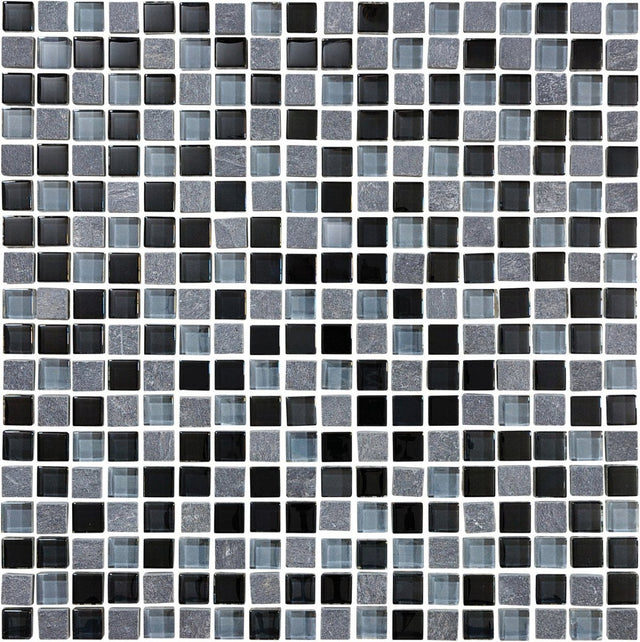 5/8 X 5/8 In Glass Slate Bliss Blend Black Timber Mosaic - BUILDMYPLACE