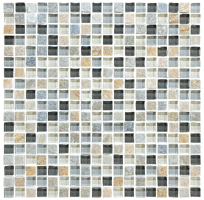 5/8 X 5/8 In Glass Slate Bliss Blend Silver Aspen Mosaic - BUILDMYPLACE