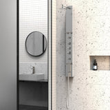 59 In. 6 Jet Stainless Steel Shower panel System With Adjustable Round Rainfall Showerhead, Handheld Shower, Self - Cleaning & Jet Massage Feature - BUILDMYPLACE