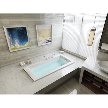 59-Inch Acrylic Rectangular Drop-In Tub, White