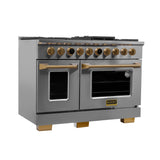 48 in. 6.7 cu. ft. 8 Burners Dual Fuel Range for Natural Gas in Stainless Steel with Kucht Horus Thermostat