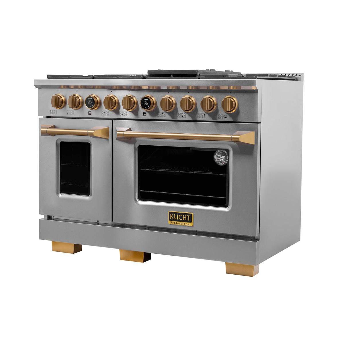 48 in. 6.7 cu. ft. 8 Burners Dual Fuel Range for Natural Gas in Stainless Steel with Kucht Horus Thermostat