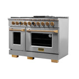 48 in. 6.7 cu. ft. 8 Burners Dual Fuel Range for Natural Gas in Stainless Steel with Kucht Horus Thermostat