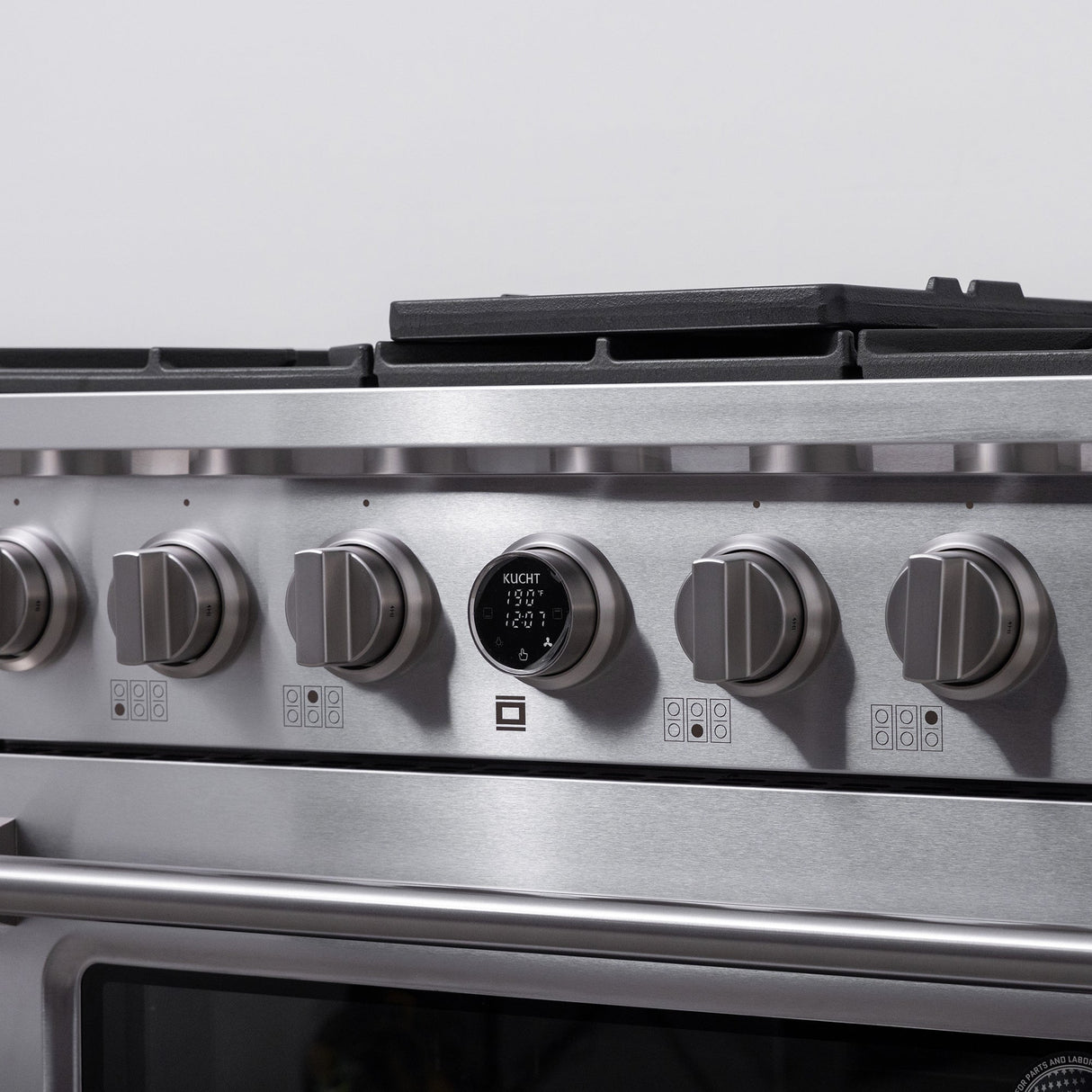 36 in. 5.2 cu. ft. 6 Burners Dual Fuel Range for Propane Gas in Stainless Steel with Kucht Horus Thermostat