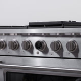 36 in. 5.2 cu. ft. 6 Burners Dual Fuel Range for Propane Gas in Stainless Steel with Kucht Horus Thermostat