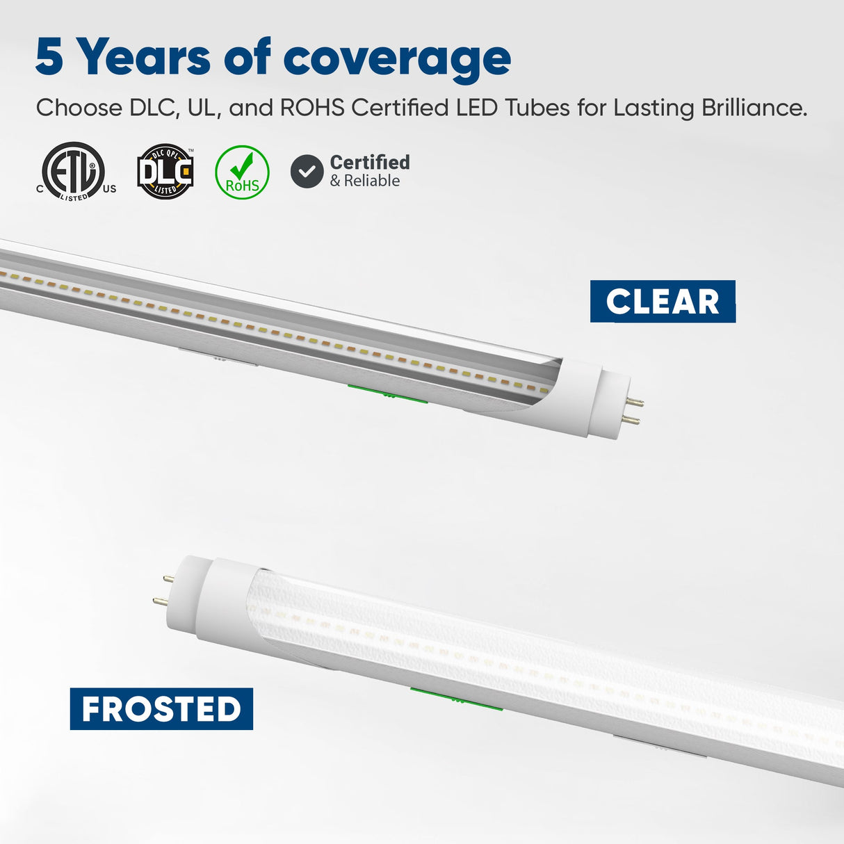 Hybrid T8 4ft LED Tube/Bulb - 22w/20w/18w/ 15w/12w/10w Watt Adjustable, 130lm/w, 3000k /3500k/4000k/5000k/6000k/6500k CCT Changeable, Frosted, Base G13, Single End/Double End Power - Ballast Compatible or Bypass