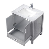 Jacques Distressed Grey Freestanding Bathroom Vanity with White Carrara Marble Top, White Square Sink