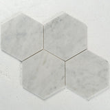 6 in. Hexagon Bianco Cararra Gray Honed Marble Mosaic Tile - BUILDMYPLACE