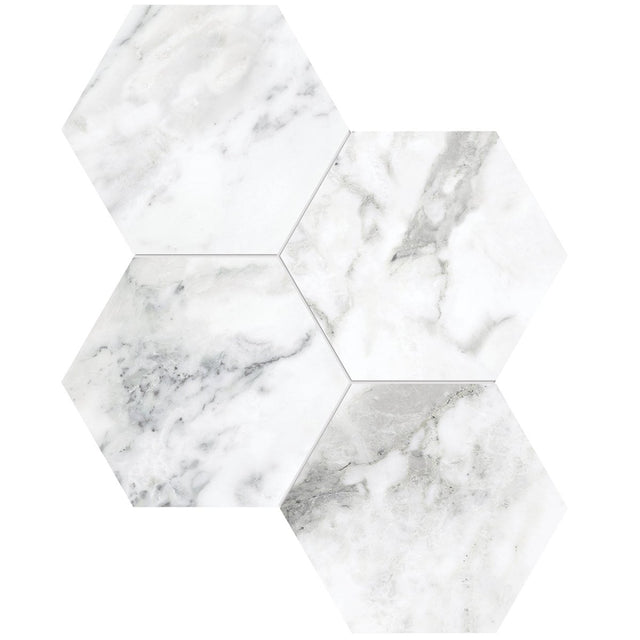 6 In Hexagon La Marca Arabescato Honed Glazed Porcelain Mosaic Tile - BUILDMYPLACE