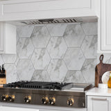 6 In Hexagon La Marca Arabescato Polished Glazed Porcelain Mosaic Tile - BUILDMYPLACE