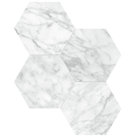 6 In Hexagon La Marca Carrara Honed Glazed Porcelain Mosaic Tile - BUILDMYPLACE