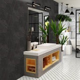 6 In Hexagon La Marca Nero Venato polished Glazed Porcelain Mosaic Tile - BUILDMYPLACE