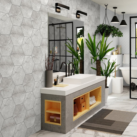 6 In Hexagon La Marca Paradiso Polished Glazed Porcelain Mosaic Tile - BUILDMYPLACE