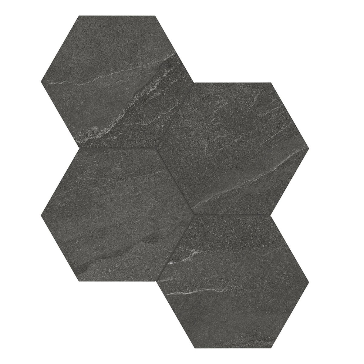 6 In Hexagon Nord Carbon Matte Color Body Porcelain Mosaic - BUILDMYPLACE
