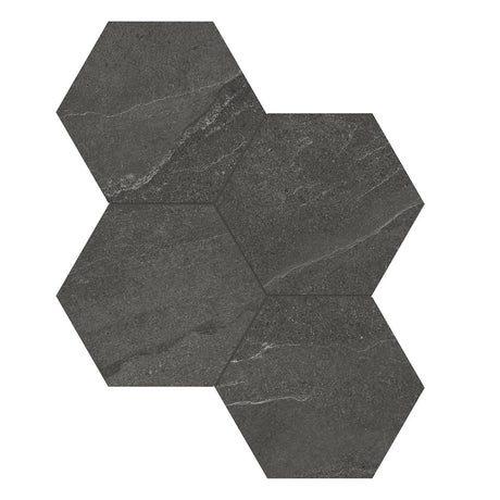 6 In Hexagon Nord Carbon Matte Color Body Porcelain Mosaic - BUILDMYPLACE
