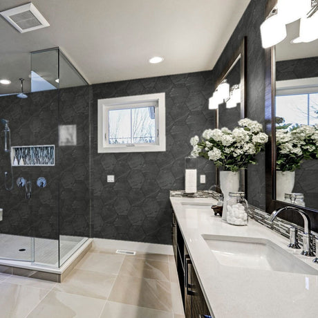 6 In Hexagon Nord Carbon Matte Color Body Porcelain Mosaic - BUILDMYPLACE