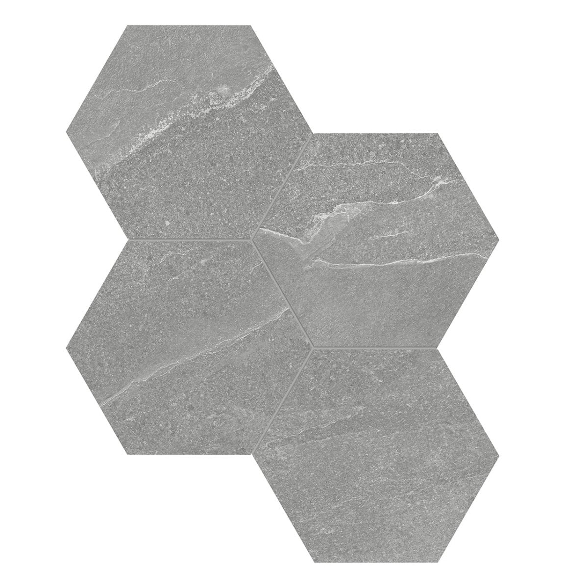 6 In Hexagon Nord Palladium Matte Color Body Porcelain Mosaic - BUILDMYPLACE