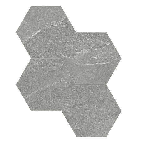 6 In Hexagon Nord Palladium Matte Color Body Porcelain Mosaic - BUILDMYPLACE
