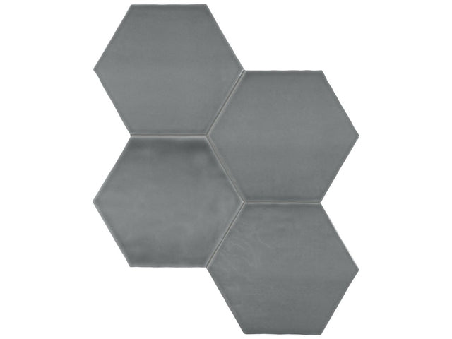 6 in Teramoda Charcoal Hexagon Glossy Pressed Glazed Ceramic Tile - BUILDMYPLACE