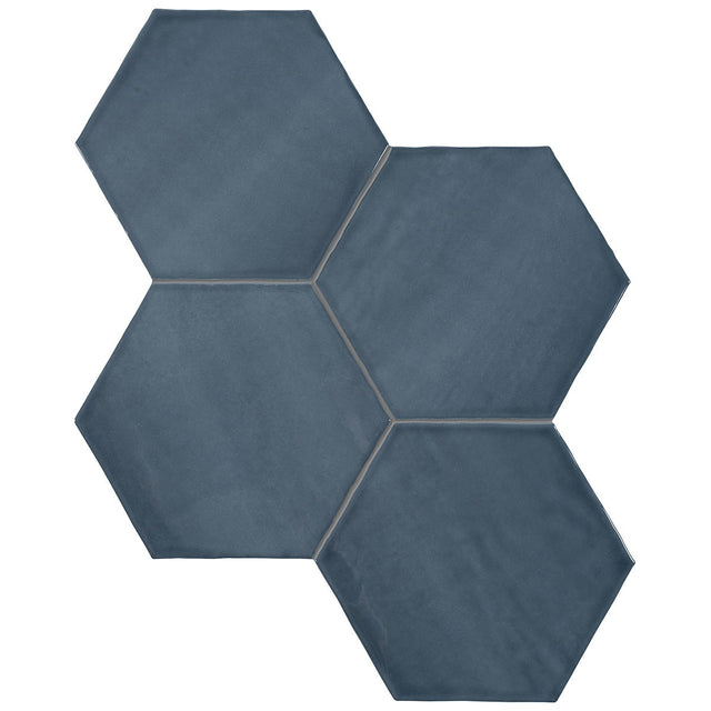 6 in Teramoda Ink Hexagon Glossy Pressed Glazed Ceramic Tile - BUILDMYPLACE