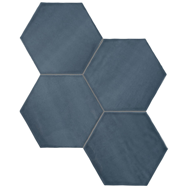 6 in Teramoda Ink Hexagon Glossy Pressed Glazed Ceramic Tile