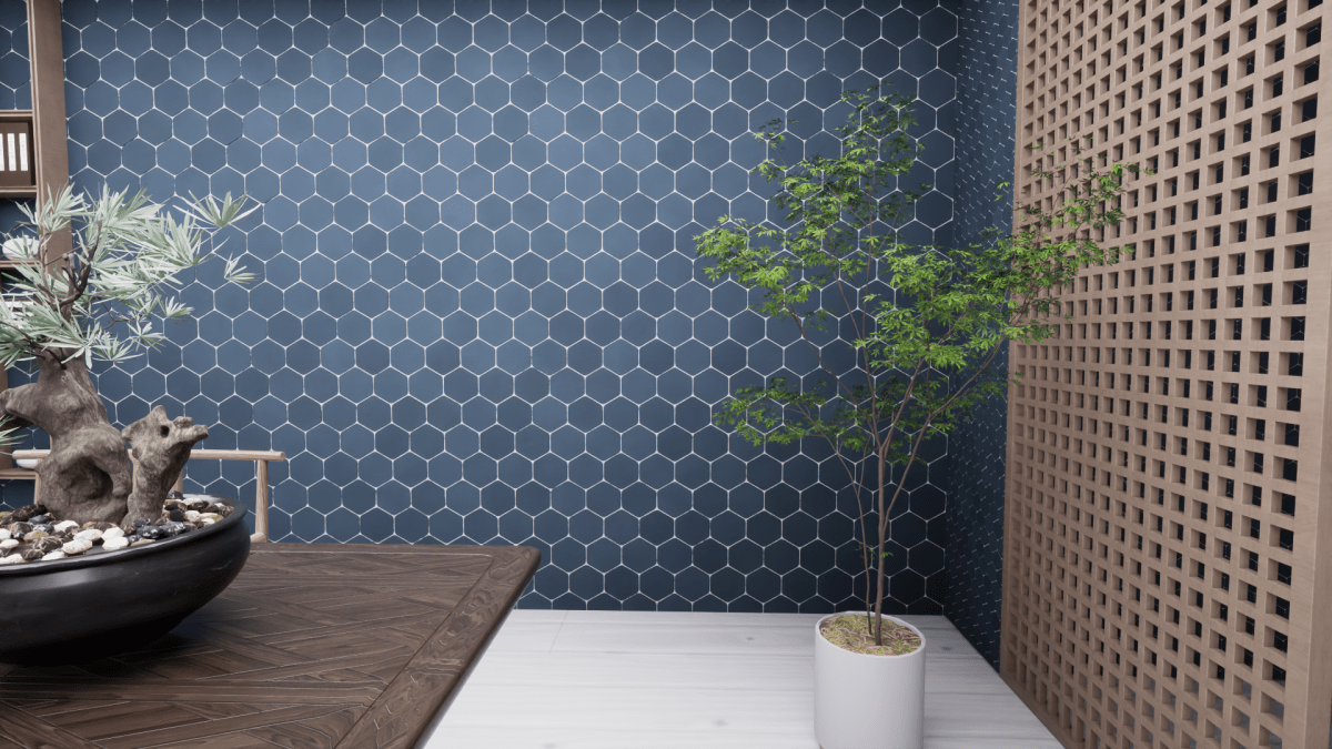 6 in Teramoda Ink Hexagon Glossy Pressed Glazed Ceramic Tile - BUILDMYPLACE