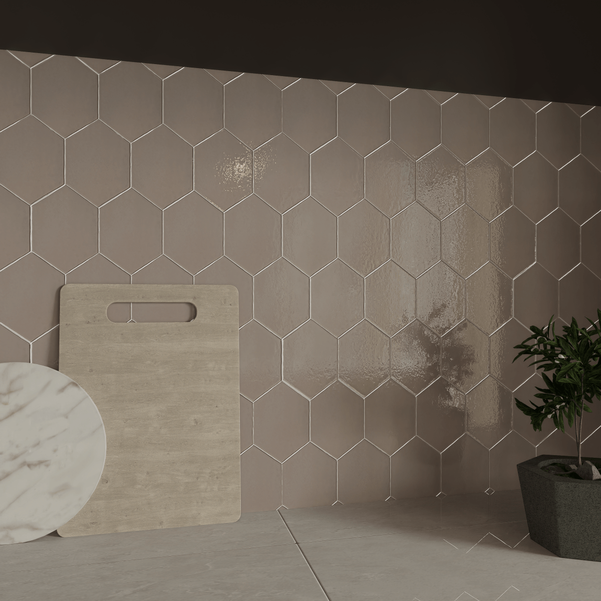 6 in Teramoda Petal Hexagon Glossy Pressed Glazed Ceramic Tile - BUILDMYPLACE