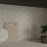 6 in Teramoda Silver Hexagon Glossy Pressed Glazed Ceramic Tile - BUILDMYPLACE