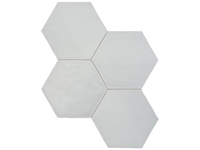 6 in Teramoda Silver Hexagon Glossy Pressed Glazed Ceramic Tile - BUILDMYPLACE