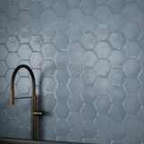 6 in Teramoda Sky Hexagon Glossy Pressed Glazed Ceramic Tile - BUILDMYPLACE