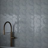 6 in Teramoda Sterling Hexagon Glossy Pressed Glazed Ceramic Tile - BUILDMYPLACE