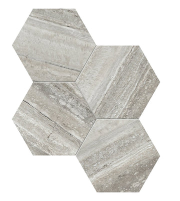 6 in. Travertino instrata La Marca Hexagon Honed Glazed Porcelain Mosaic Tile