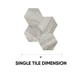 6 in. Travertino instrata La Marca Hexagon Honed Glazed Porcelain Mosaic Tile - BUILDMYPLACE