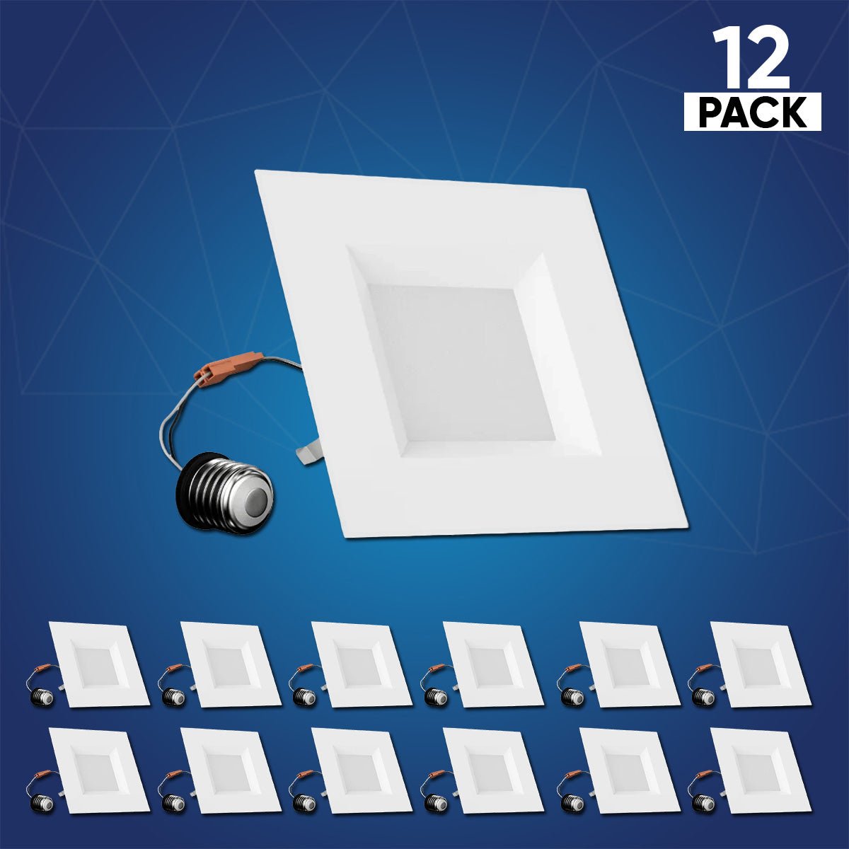 6 Inch LED Recessed Lighting, 12W, Square, Dimmable, Baffle Trim, Energy Star Listed, ETL, Recessed Downlights For Closets, Kitchens, Hallways, Doorways, Basement - BUILDMYPLACE