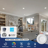 6" LED Downlight Dimmable, 15W, 5CCT Changeable: 2700K/3000K/3500K/4000K/5000K, 120V AC, Baffle Trim, Damp Rated - BUILDMYPLACE