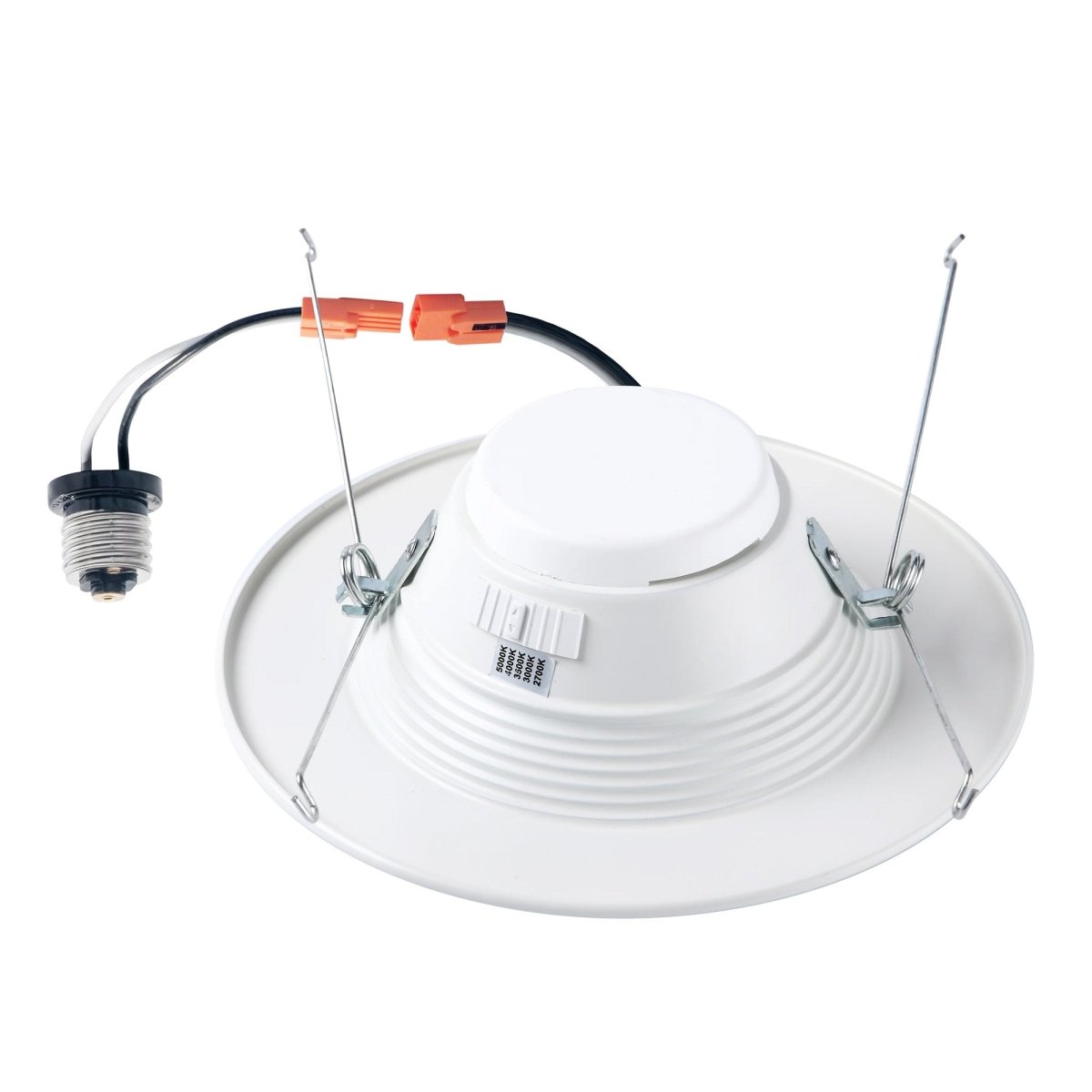 6" LED Downlight Dimmable, 15W, 5CCT Changeable: 2700K/3000K/3500K/4000K/5000K, 120V AC, Baffle Trim, Damp Rated - BUILDMYPLACE