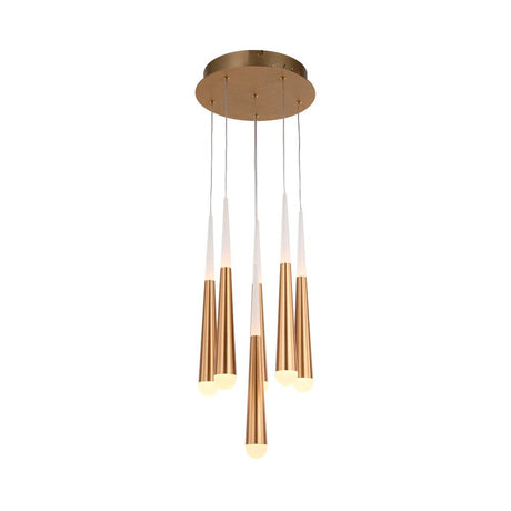 6 - Lights LED Pendant Light Fixture, Dimmable, 3000K (Warm White), Brushed Gold - BUILDMYPLACE