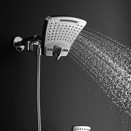 6 Spray 8 Inch High Pressure Dual Shower Head And Handheld Shower Head W/ Body Spray - Brushed Nickel - BUILDMYPLACE