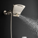 6 Spray 8 Inch High Pressure Dual Shower Head And Handheld Shower Head W/ Body Spray - Brushed Nickel - BUILDMYPLACE