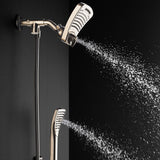 6 Spray 8 Inch High Pressure Dual Shower Head And Handheld Shower Head W/ Body Spray - Brushed Nickel - BUILDMYPLACE